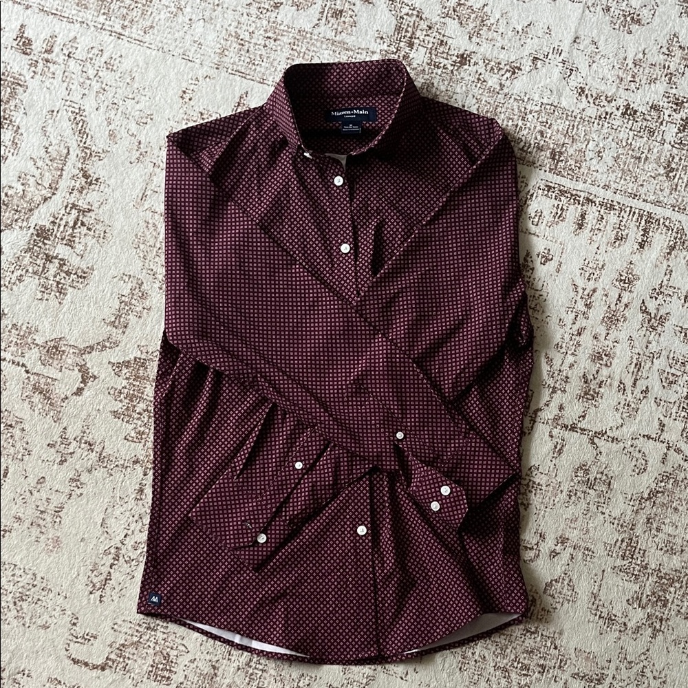 Mizzen+Main Burgundy Patterned Casual Shirt